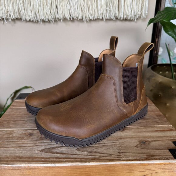 Xero Shoes Ridgeway Brown 100% Leather Lugged Sole Chelsea Ankle